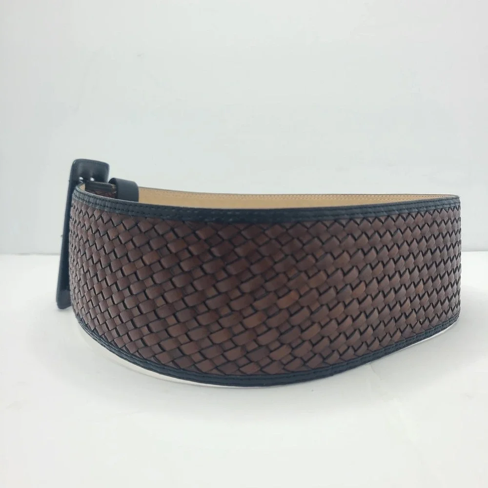 Banana Republic Boho Brown Woven Leather Wide Statement Coastal Cowgirl S